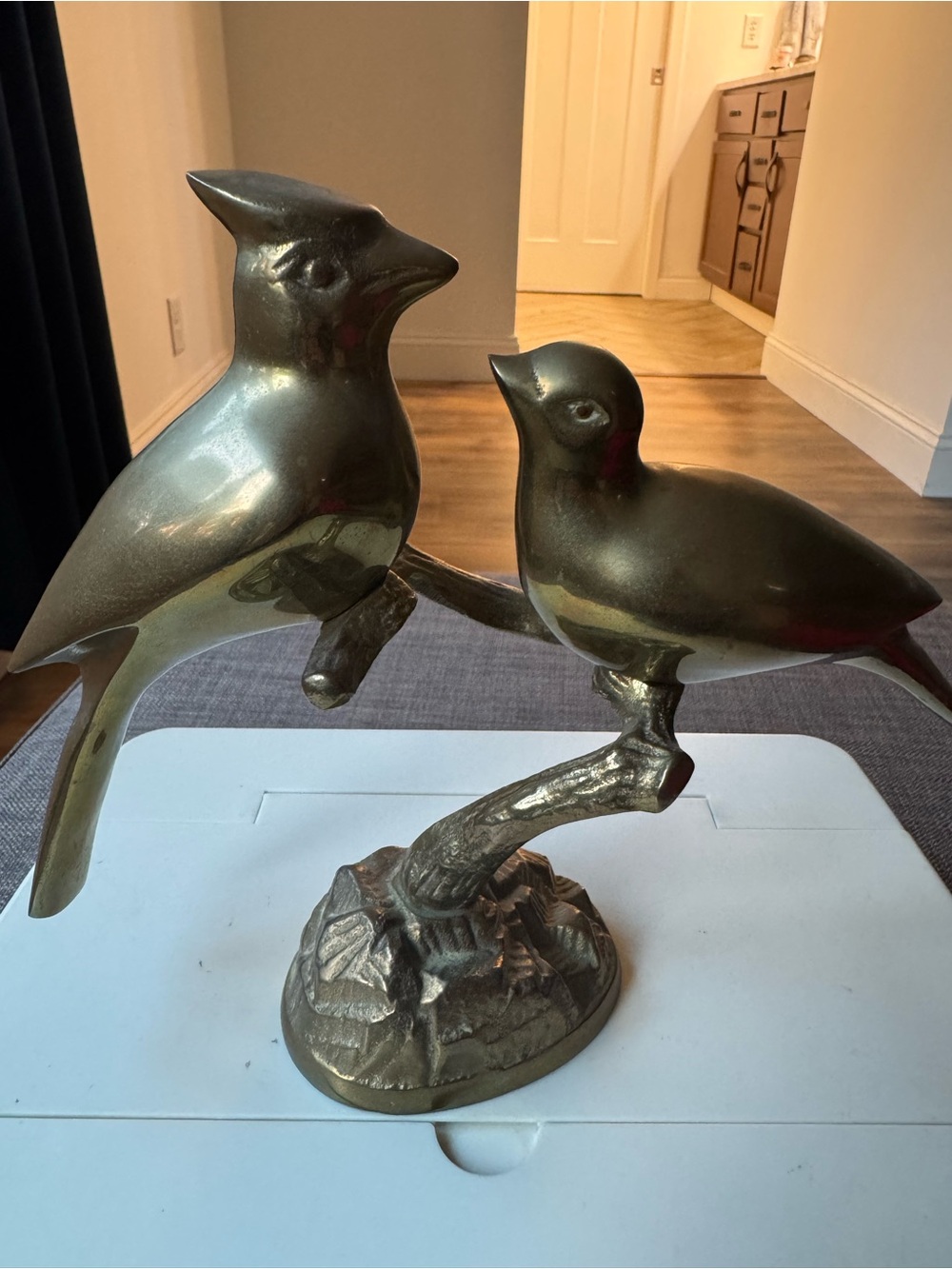 Brass Bird Pair Sculpture - Home Art Decor